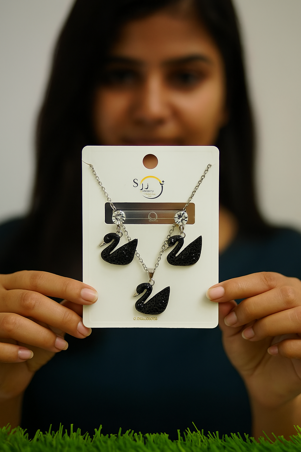 Swan Pendant with Earrings
