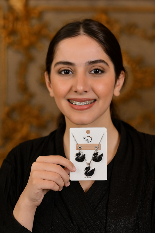 Swan Pendant with Earrings