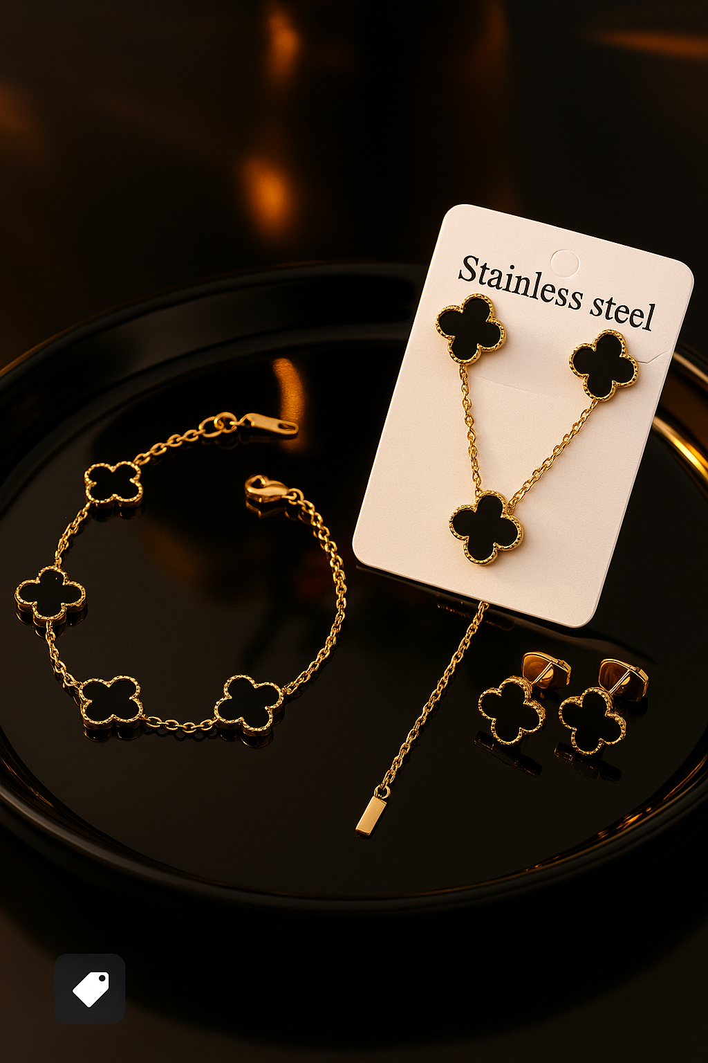 Clover Necklace+Bracelet+Earrings