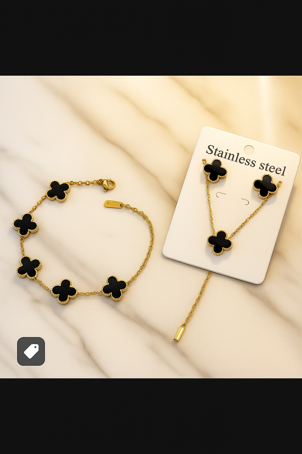Clover Necklace+Bracelet+Earrings