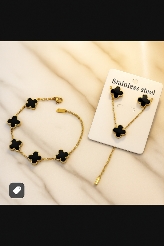 Clover Necklace+Bracelet+Earrings