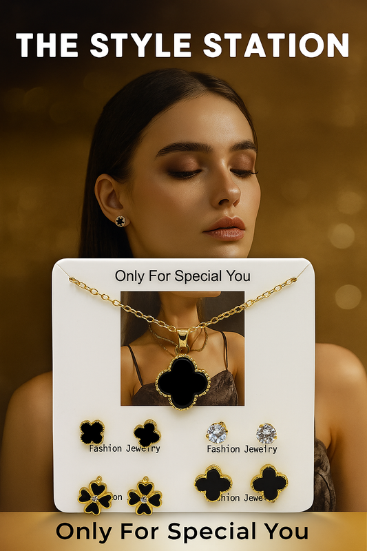 Clover Pendant with Four Pairs of Earrings